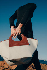 CALA S - Leather-trimmed Canvas Tote Bag | Hereu online