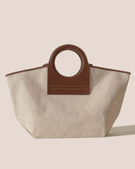 CALA L - Leather-trimmed Canvas Tote Bag | Hereu US