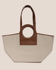 CALA L - Leather-trimmed Canvas Tote Bag | Hereu US