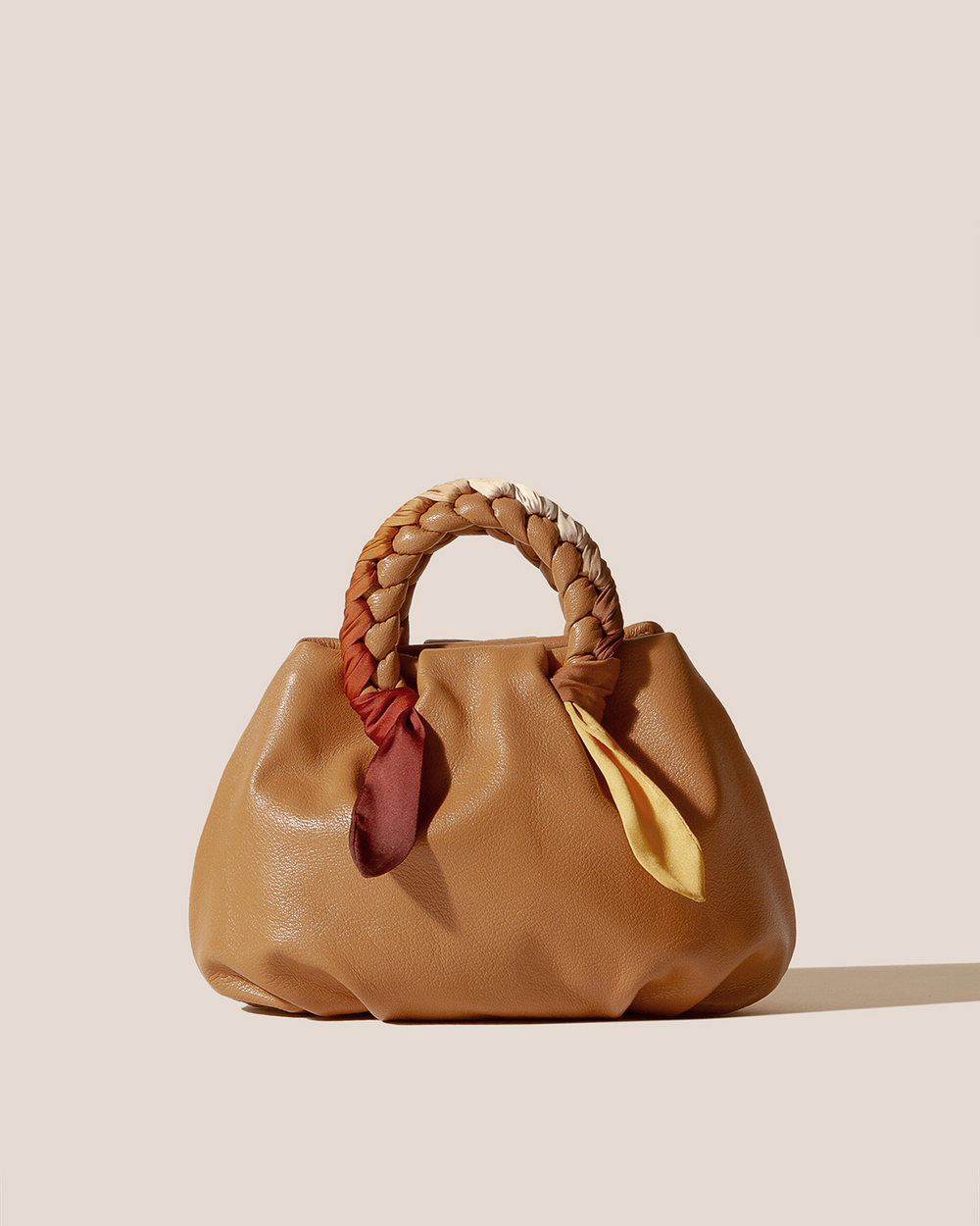 BOMBON M FOULARD - Medium Plaited-handle Leather Handbag | Hereu outlet