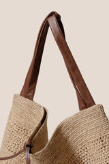 CADOR - Slouchy Crocheted Raffia Crocheted Shoulder Bag | Hereu US