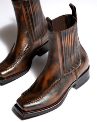 AGULLA - Square-Toe Braided Detail Chelsea Boot | Hereu US