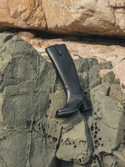 Hereu Boots | CALOBRA - Heeled Square-Toe Braided Detail Knee-High Boot - Women