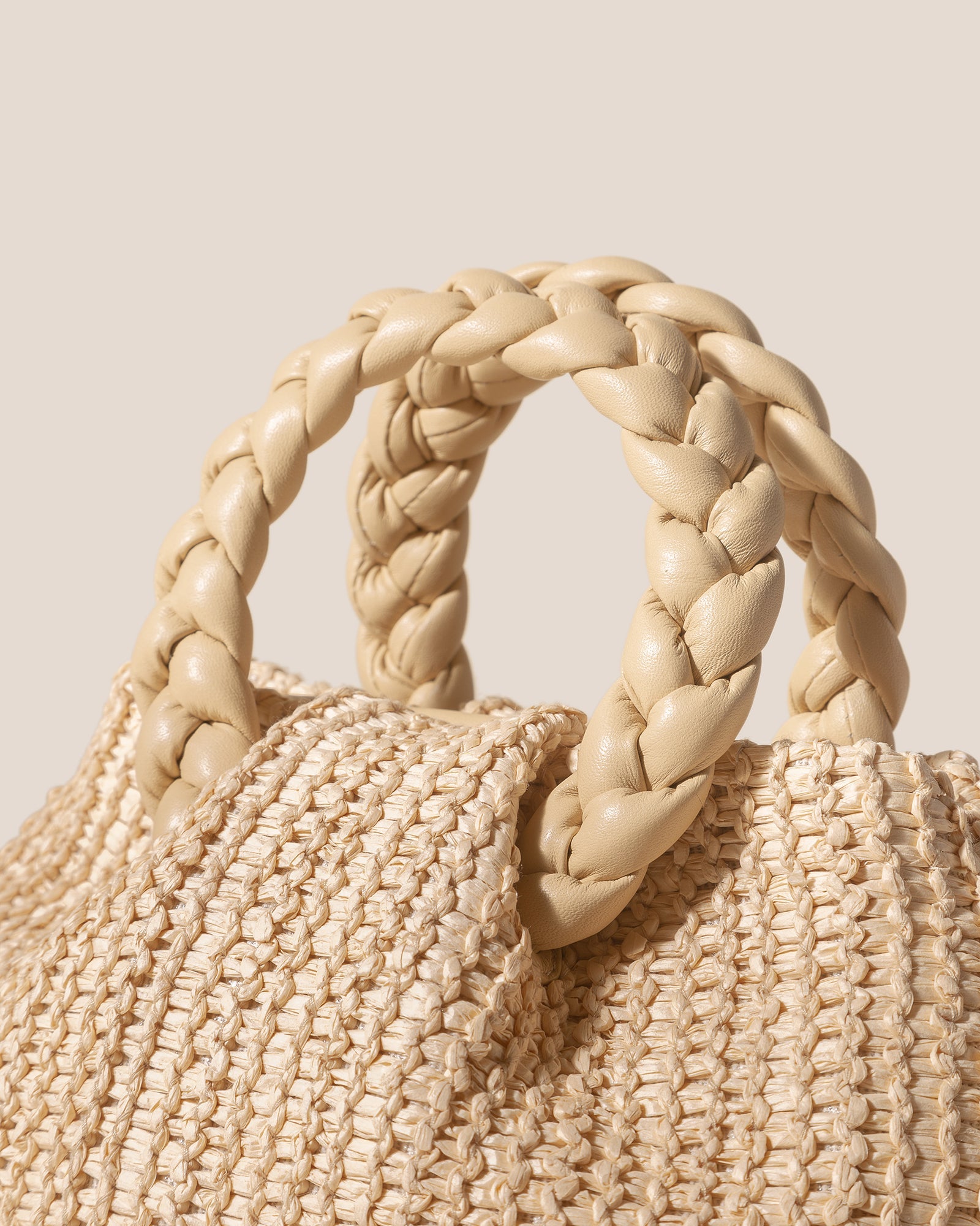 BOMBON M RAFFIA - Medium Plaited-handle Raffia Handbag | Hereu near me