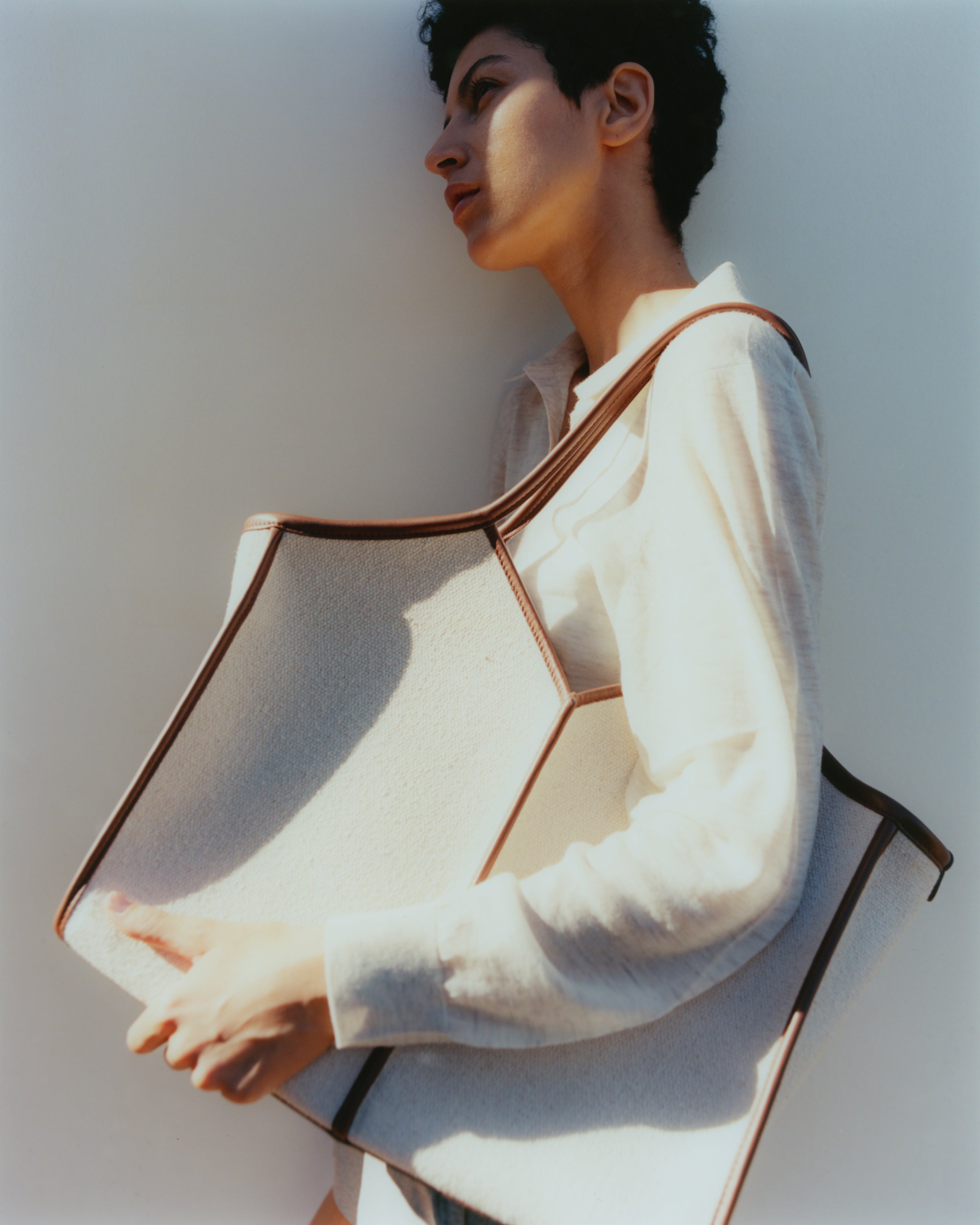CALELLA SQUARED MEDIUM CANVAS - Leather-trimmed Tote Bag | Hereu outlet