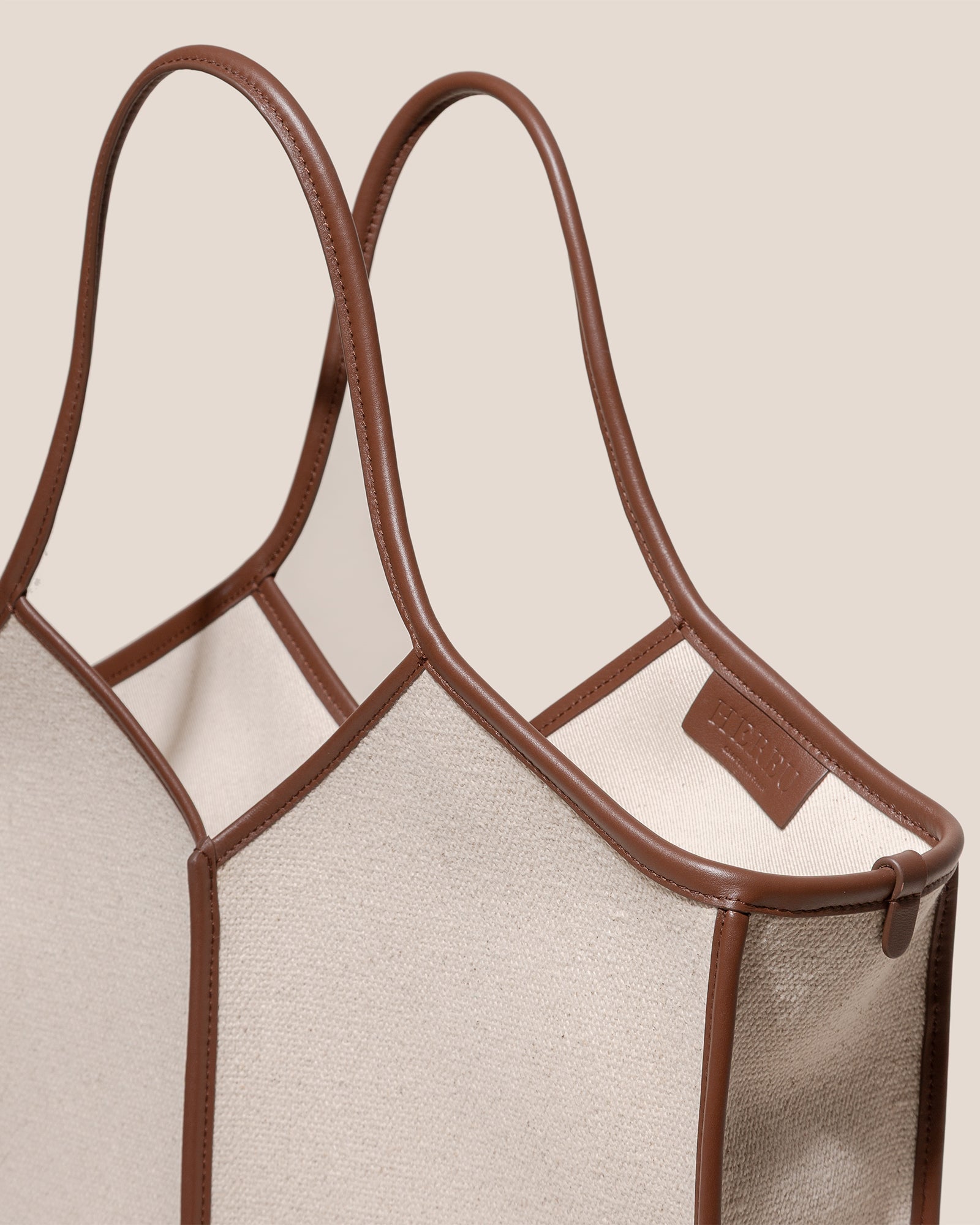 CALELLA SQUARED MEDIUM CANVAS - Leather-trimmed Tote Bag | Hereu outlet