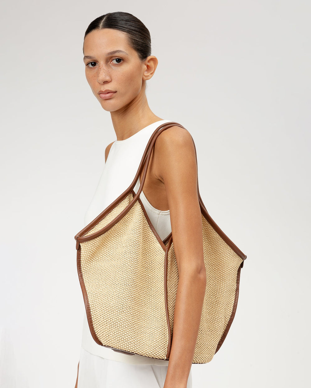 CALELLA SOFT RAFFIA - Leather-trimmed Tote Bag | Hereu for sale
