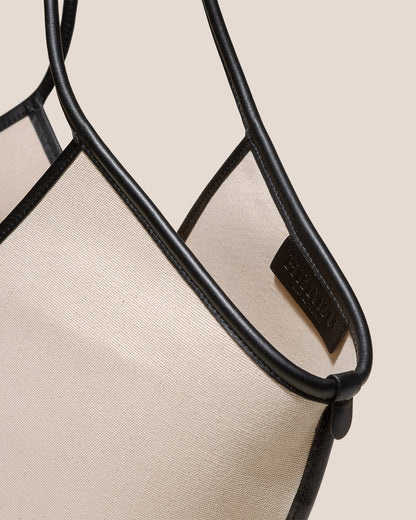 CALELLA - Leather-trimmed Organic Cotton Tote Bag | Hereu US