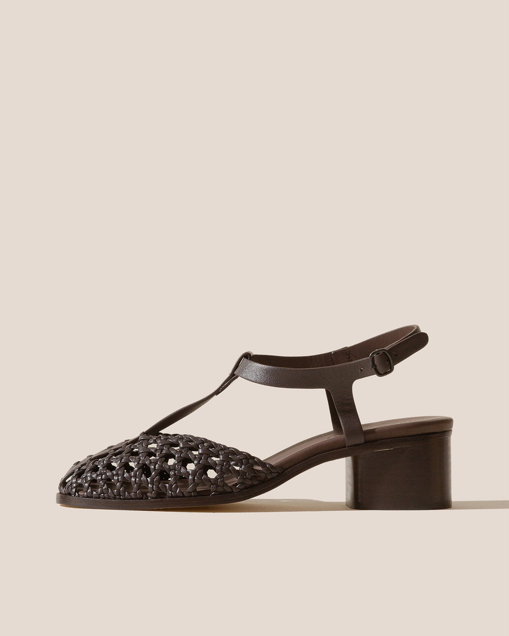 GABIA - Heeled Woven T-bar Sandal | Hereu US