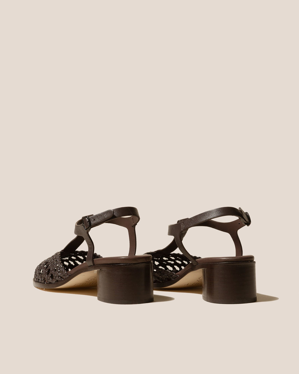 GABIA - Heeled Woven T-bar Sandal | Hereu US