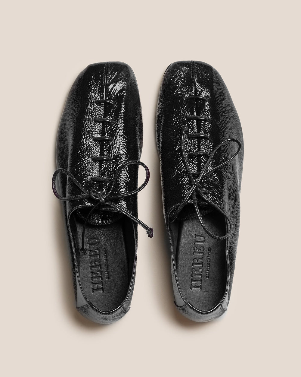 PLEGADA CRINKLED GLOSSY - Deconstructed Lace-up Shoe | Hereu US
