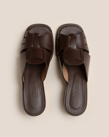 ANCORA SQUARED HEELED SLIDE - Heeled Fisherman Slide | Hereu online