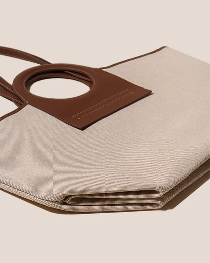 CALA S - Leather-trimmed Canvas Tote Bag | Hereu online