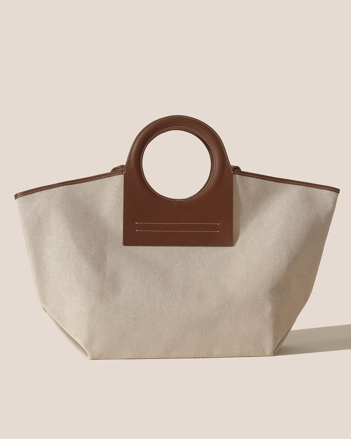 CALA L - Leather-trimmed Canvas Tote Bag | Hereu US