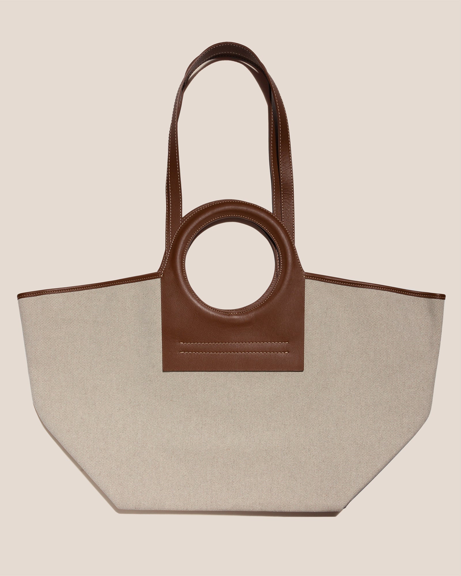 CALA L - Leather-trimmed Canvas Tote Bag | Hereu US