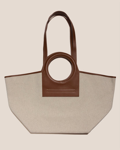 CALA L - Leather-trimmed Canvas Tote Bag | Hereu US