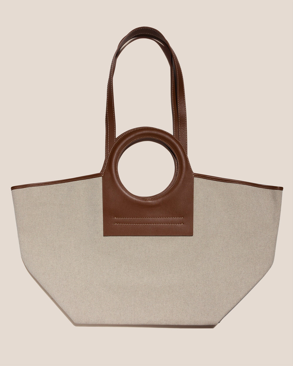 CALA L - Leather-trimmed Canvas Tote Bag | Hereu US