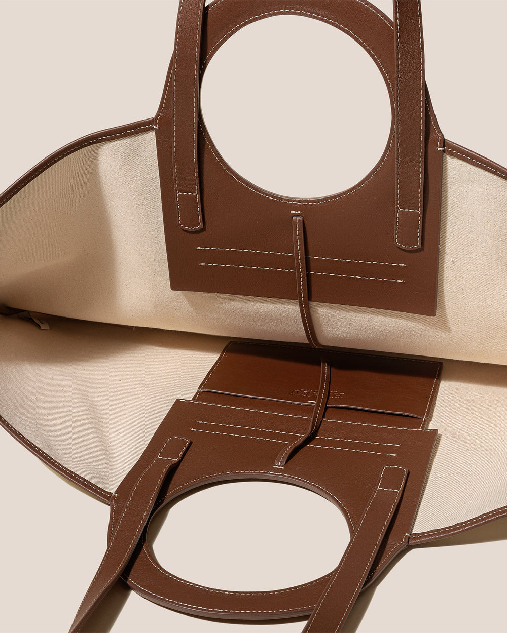 CALA L - Leather-trimmed Canvas Tote Bag | Hereu US