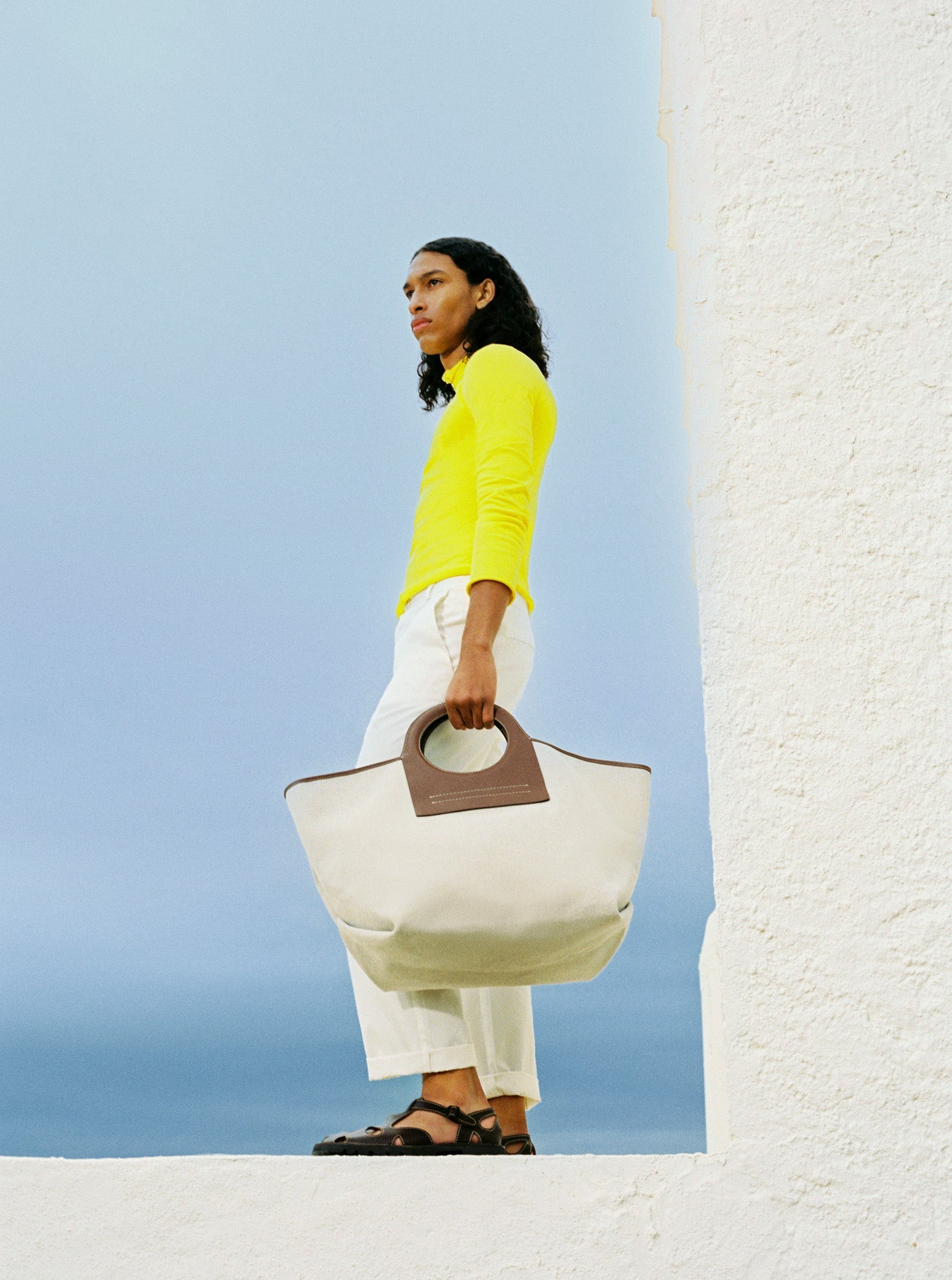 CALA L - Leather-trimmed Canvas Tote Bag | Hereu US
