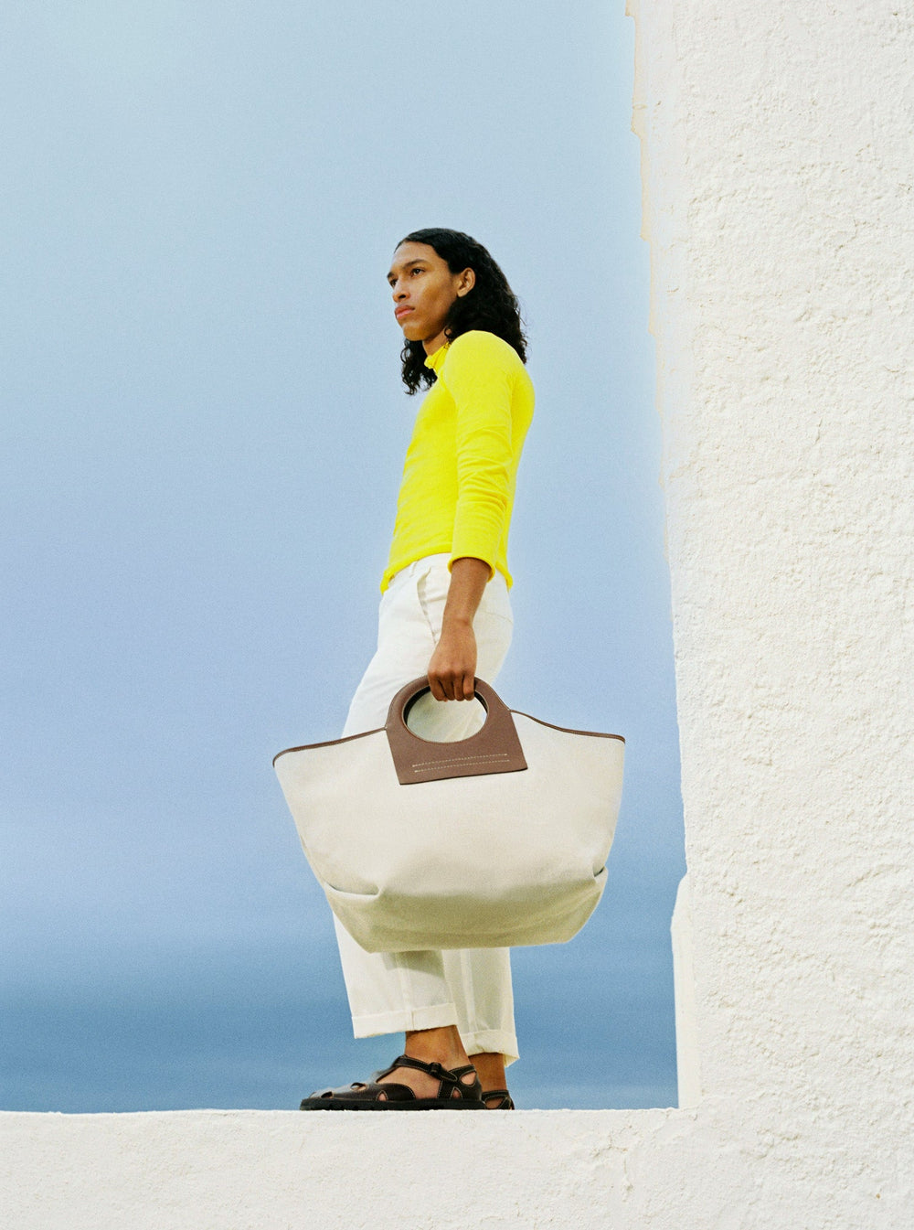 CALA L - Leather-trimmed Canvas Tote Bag | Hereu US