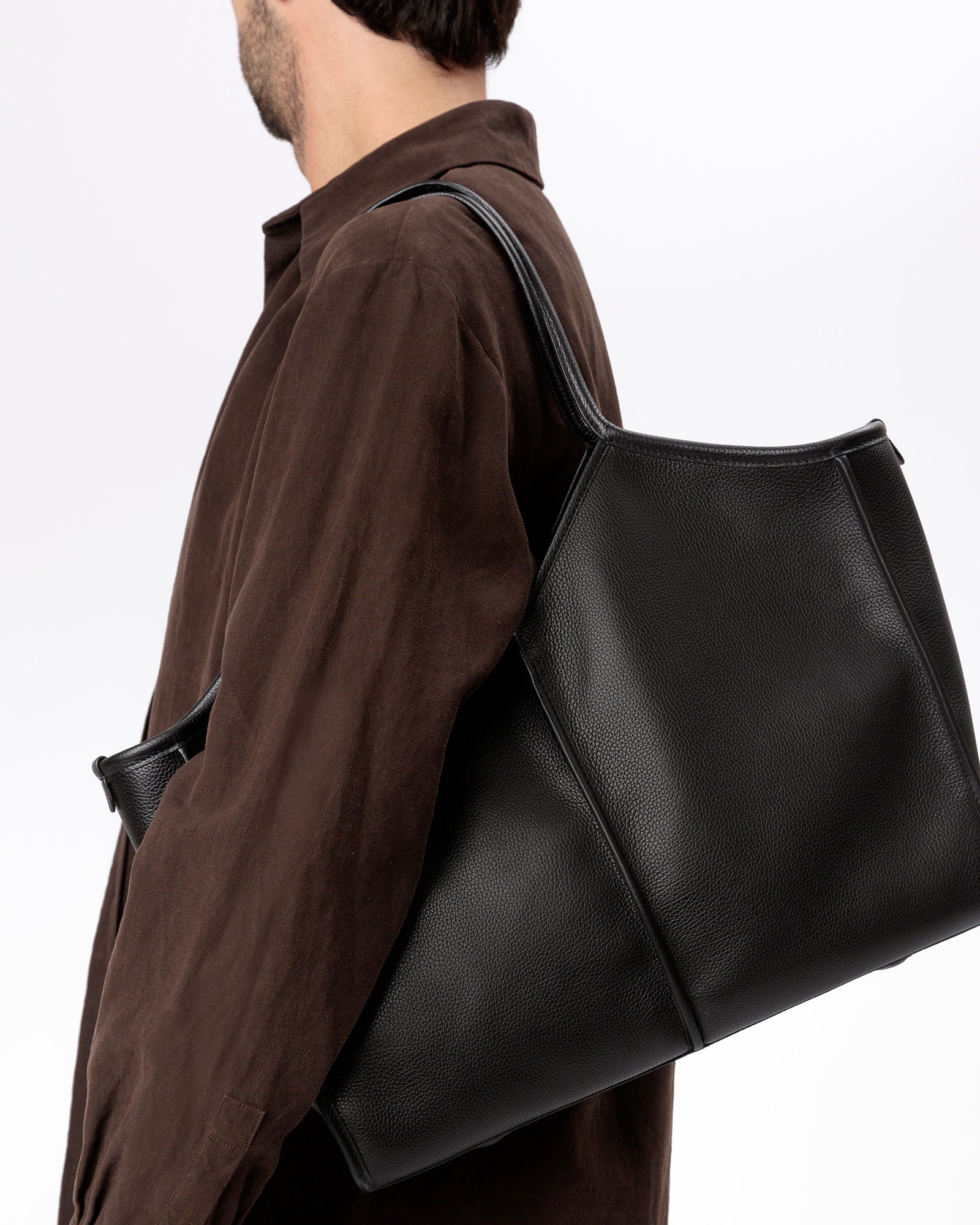 CALELLA SQUARED MEDIUM GRAINY - Leather-trimmed Tote Bag | Hereu for sale