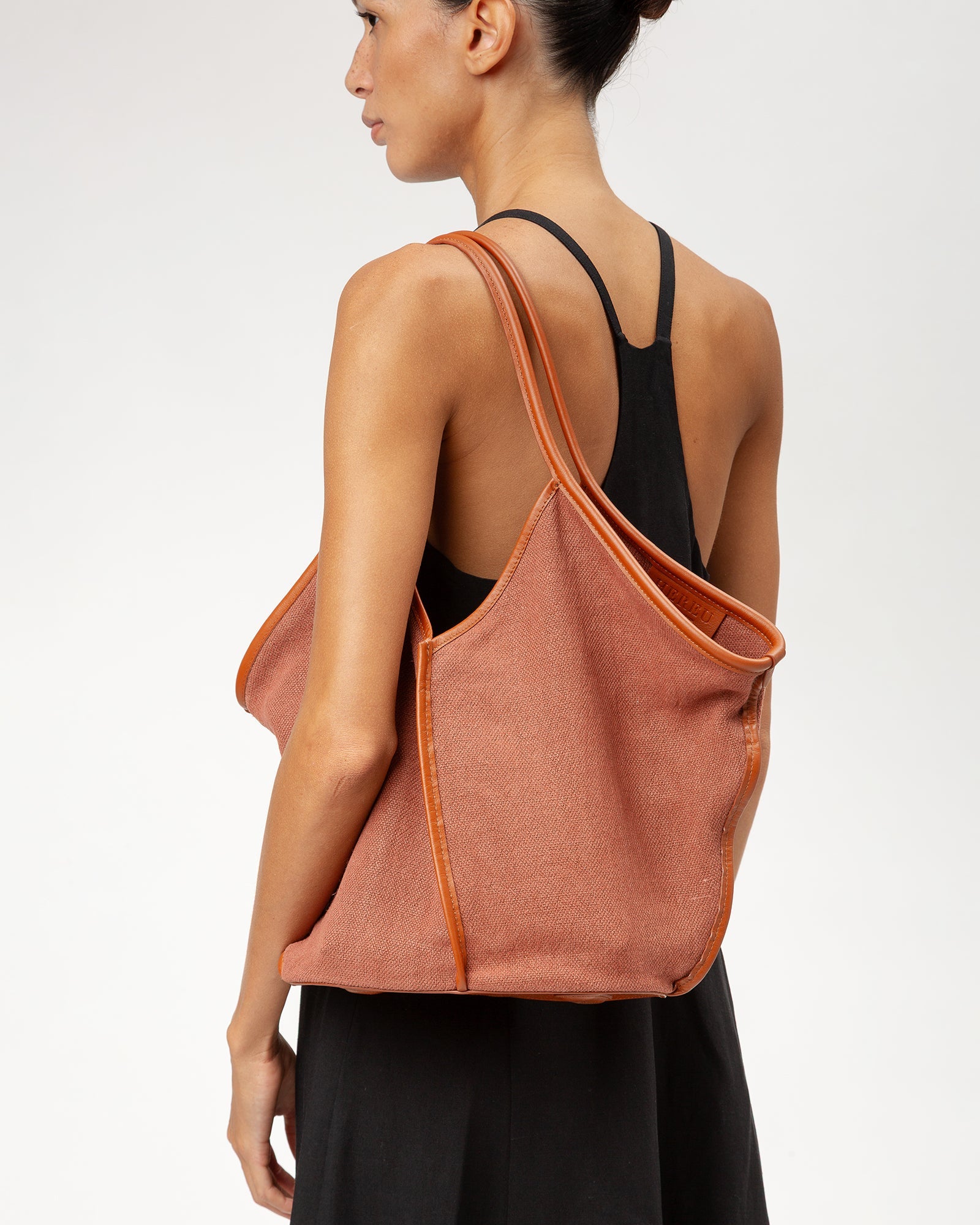 CALELLA SOFT LINEN - Leather-trimmed Tote Bag | Hereu sale