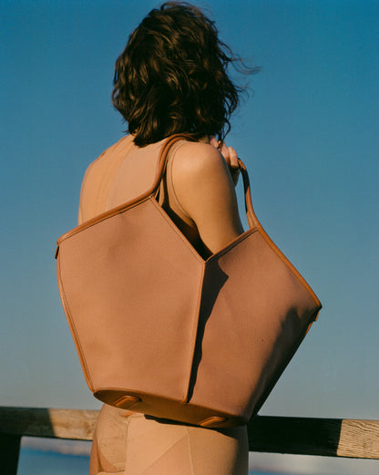 CALELLA - Leather-trimmed Organic Cotton Tote Bag | Hereu outlet