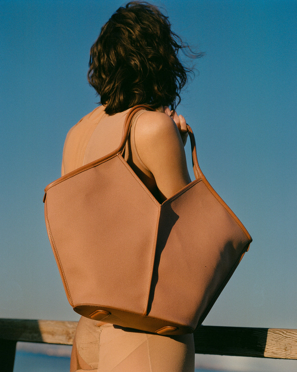 CALELLA - Leather-trimmed Organic Cotton Tote Bag | Hereu outlet