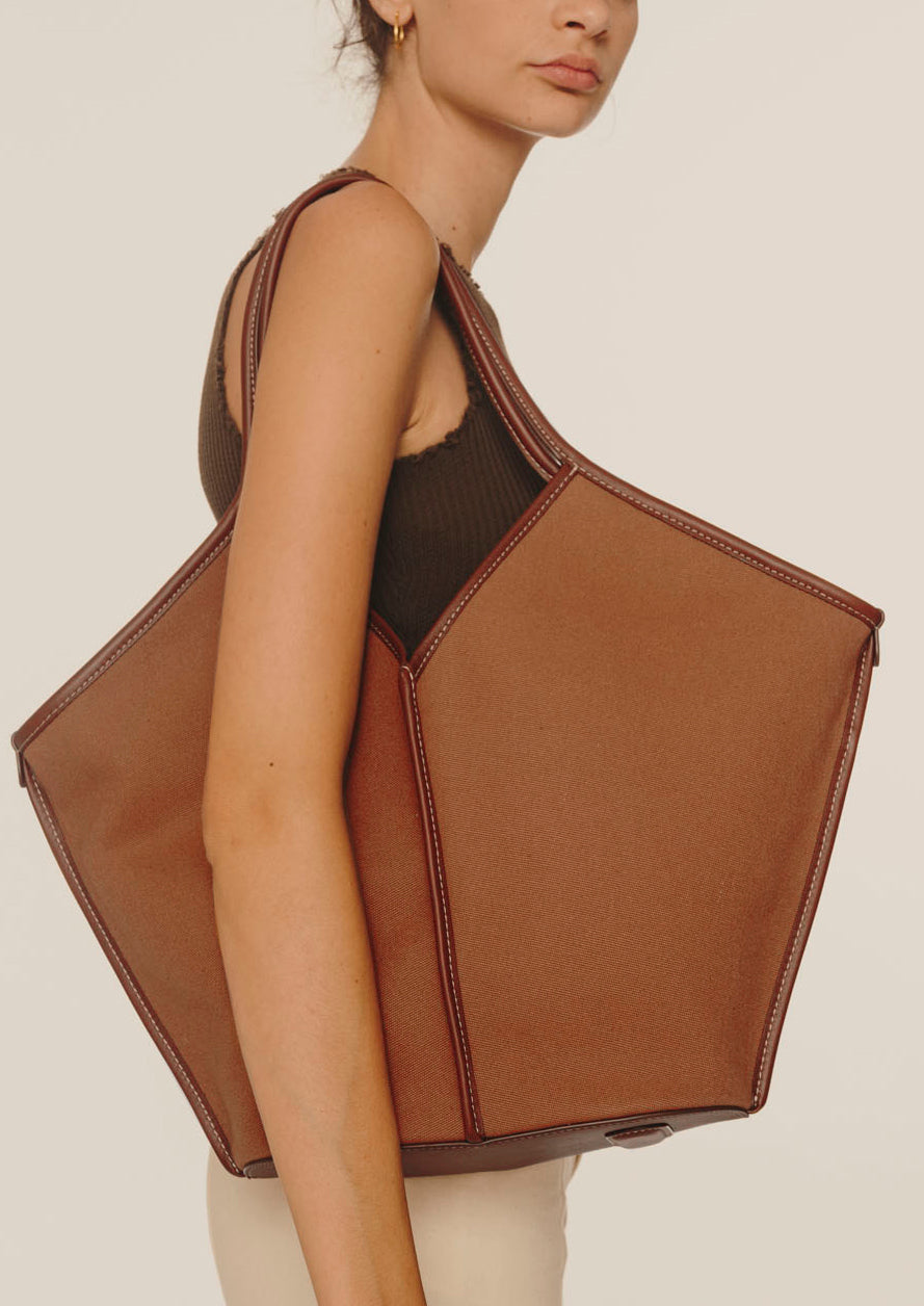 CALELLA - Leather-trimmed Organic Cotton Tote Bag | Hereu outlet