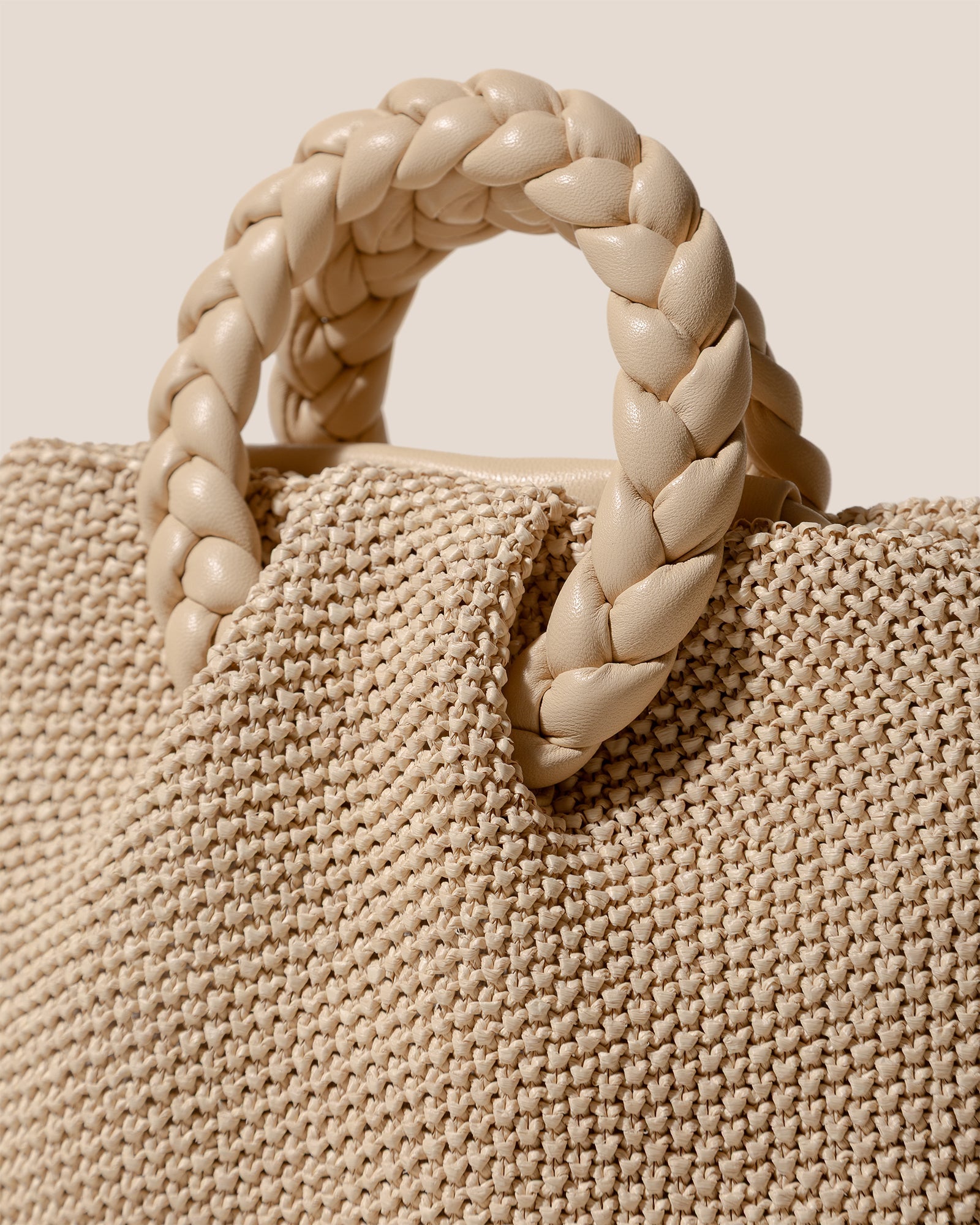 BOMBON M SOFT RAFFIA - Medium Plaited-handle Raffia Handbag | Hereu online