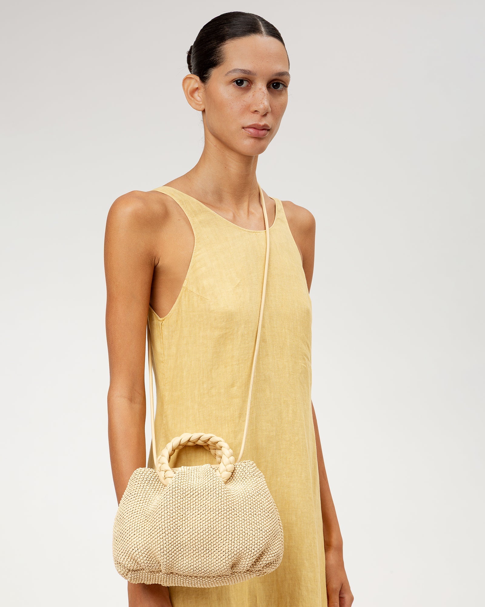 BOMBON M SOFT RAFFIA - Medium Plaited-handle Raffia Handbag | Hereu online