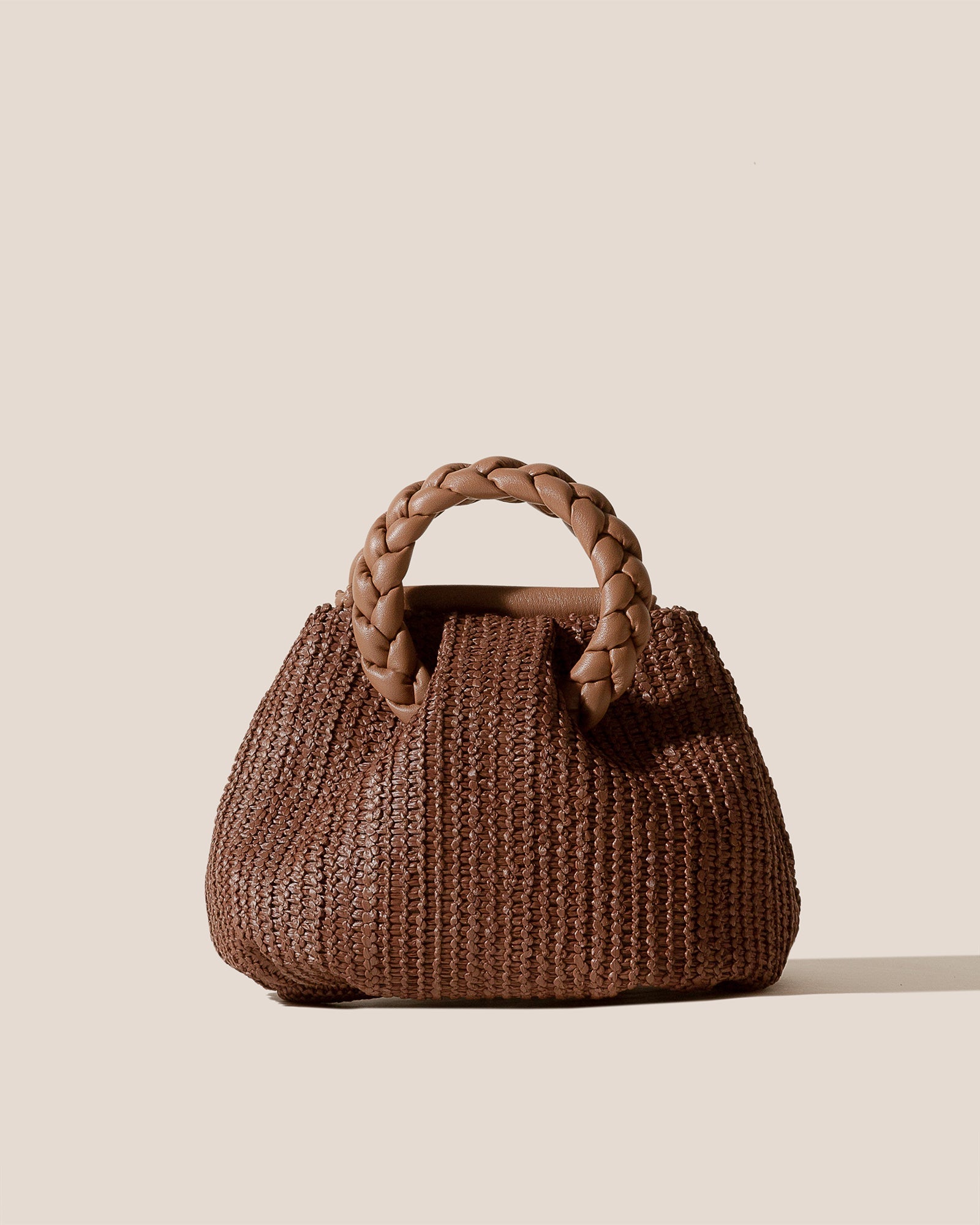 BOMBON M RAFFIA - Medium Plaited-handle Raffia Handbag | Hereu for sale