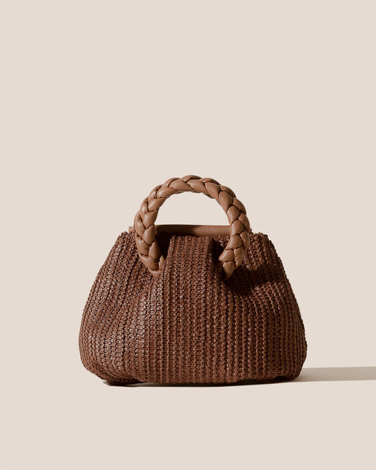 BOMBON M RAFFIA - Medium Plaited-handle Raffia Handbag | Hereu for sale