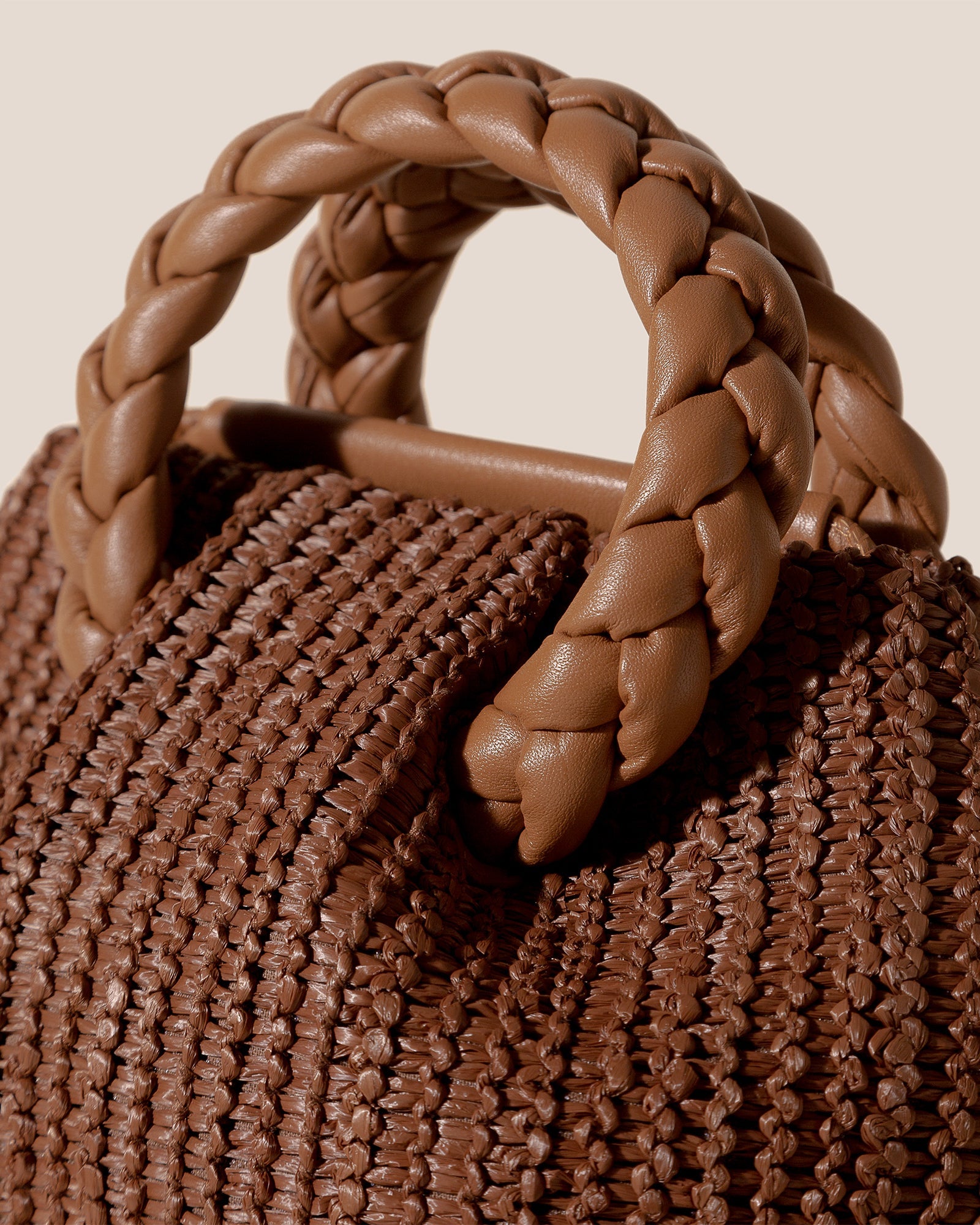 BOMBON M RAFFIA - Medium Plaited-handle Raffia Handbag | Hereu for sale