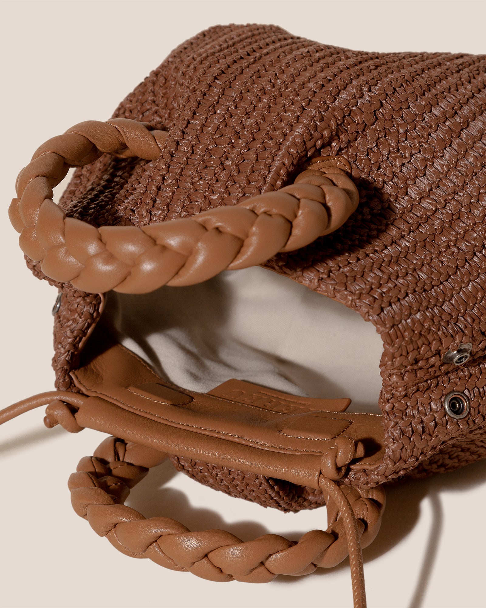 BOMBON M RAFFIA - Medium Plaited-handle Raffia Handbag | Hereu for sale