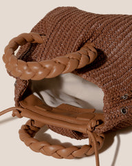 BOMBON M RAFFIA - Medium Plaited-handle Raffia Handbag | Hereu for sale