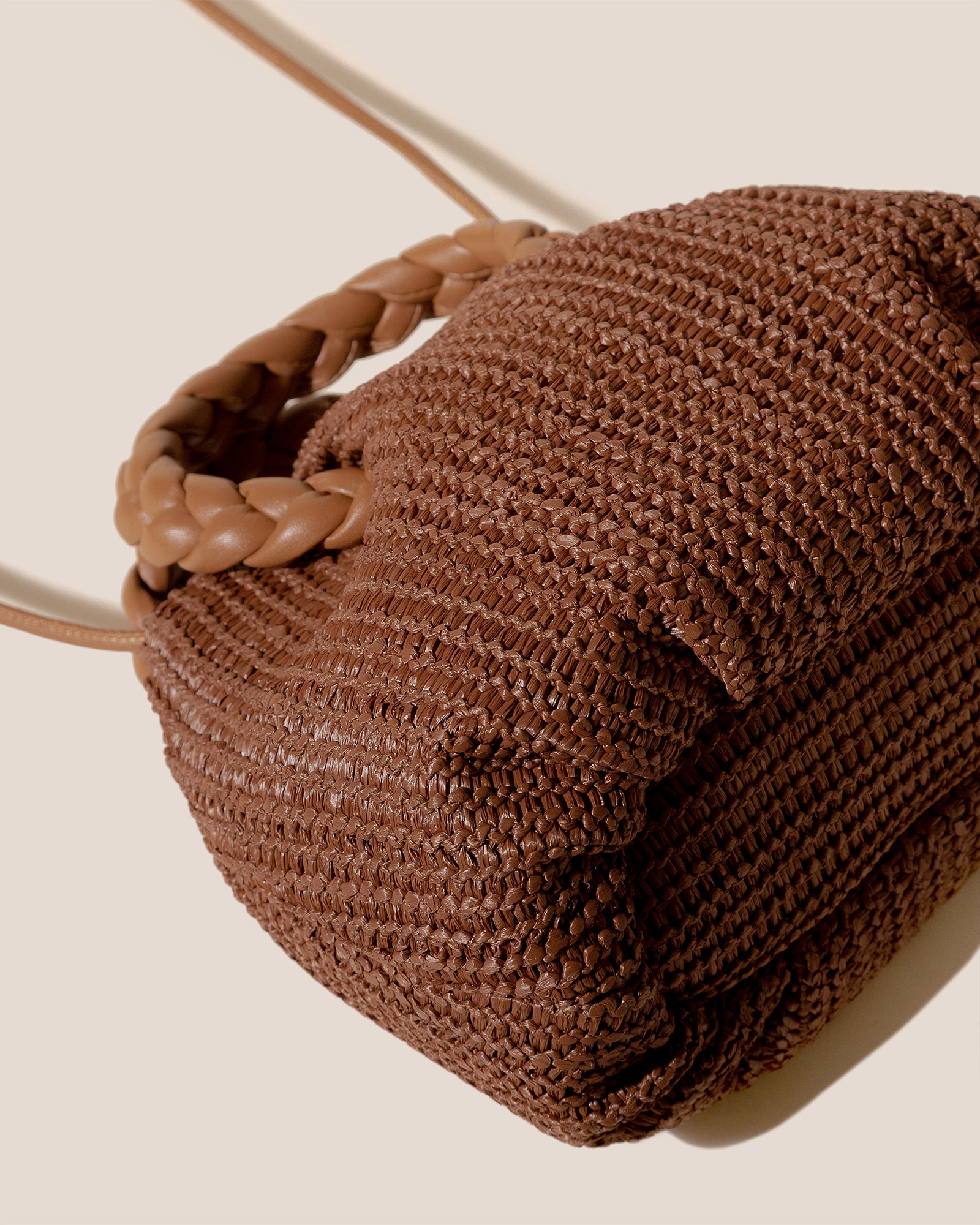 BOMBON M RAFFIA - Medium Plaited-handle Raffia Handbag | Hereu for sale