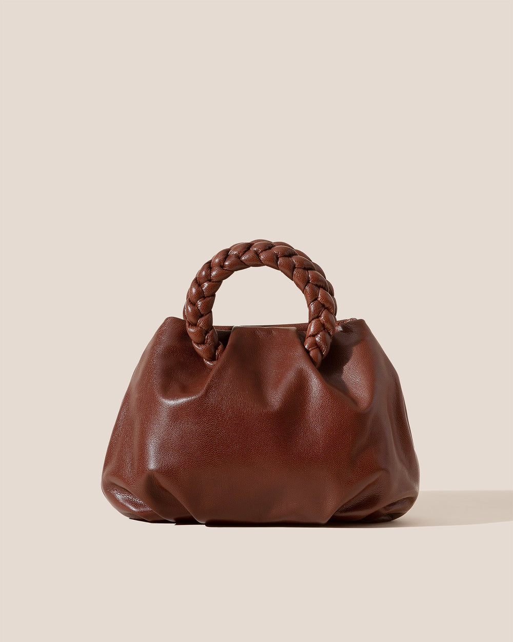 BOMBON M SUPPLE SHINY - Medium Plaited-handle Leather Handbag | Hereu discount