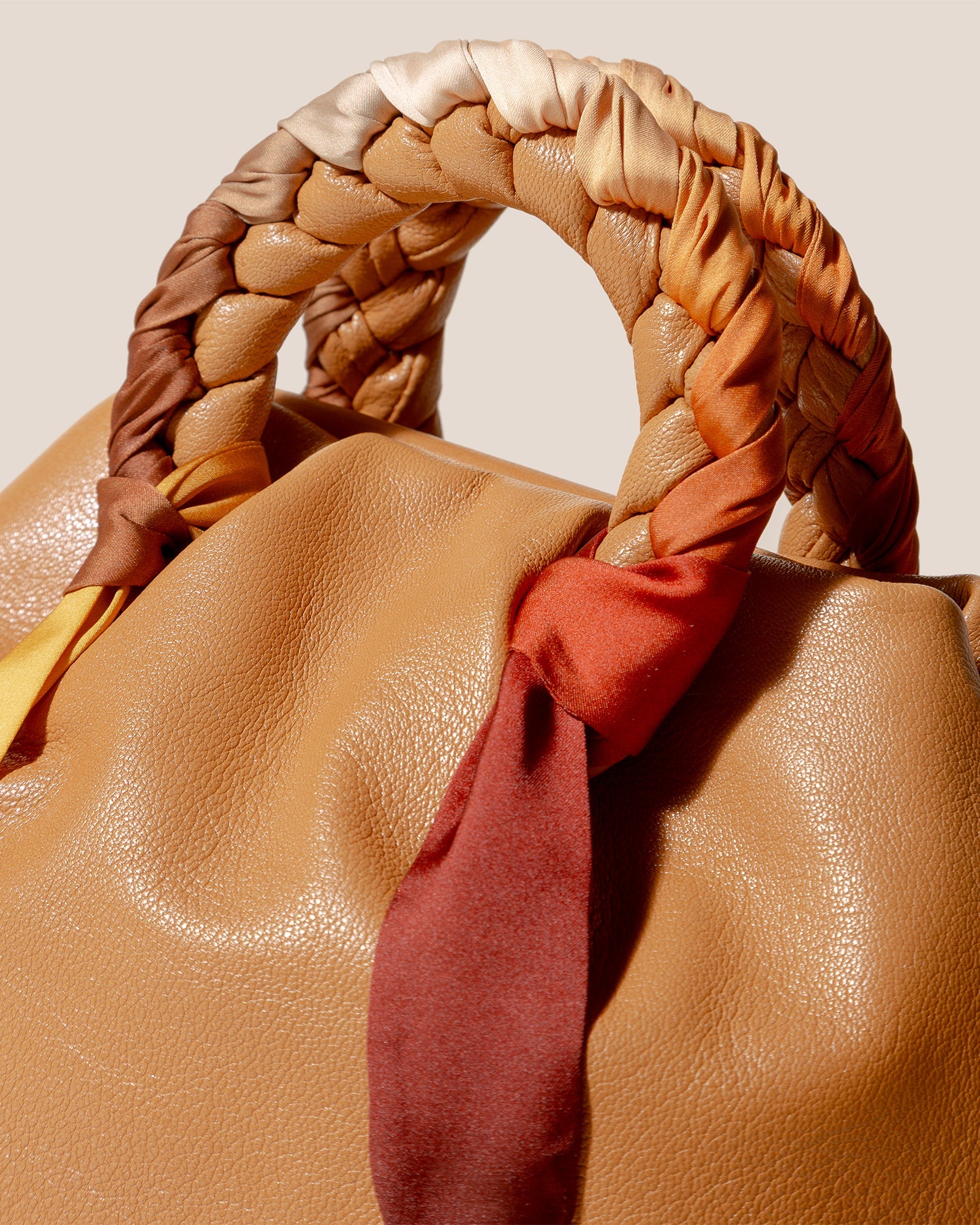 BOMBON FOULARD - Plaited-handle Leather Handbag | Hereu US