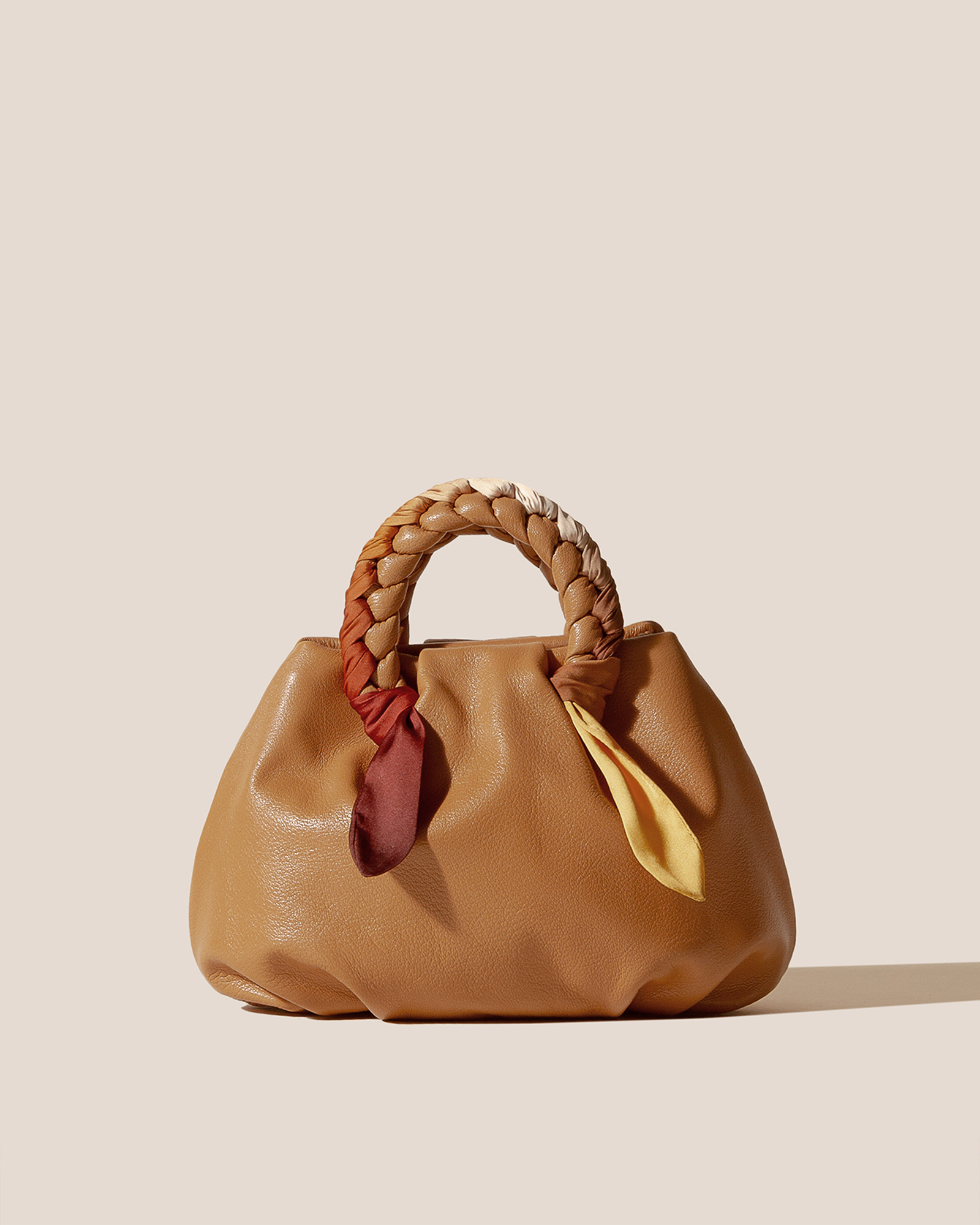 BOMBON M FOULARD - Medium Plaited-handle Leather Handbag | Hereu outlet