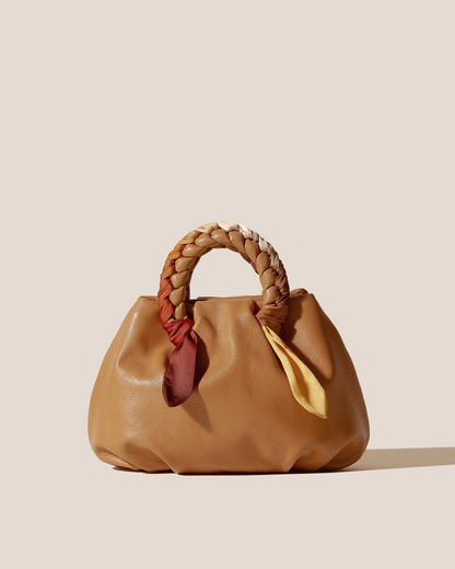 BOMBON M FOULARD - Medium Plaited-handle Leather Handbag | Hereu outlet