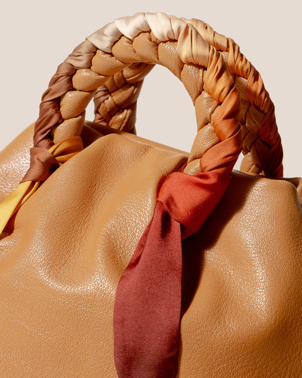 BOMBON M FOULARD - Medium Plaited-handle Leather Handbag | Hereu outlet