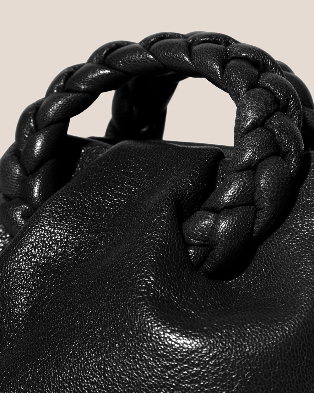 BOMBON SUPPLE SHINY - Plaited-handle Leather Handbag | Hereu on sale