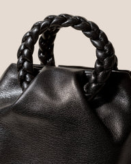 BOMBON M SUPPLE SHINY - Medium Plaited-handle Leather Handbag | Hereu US