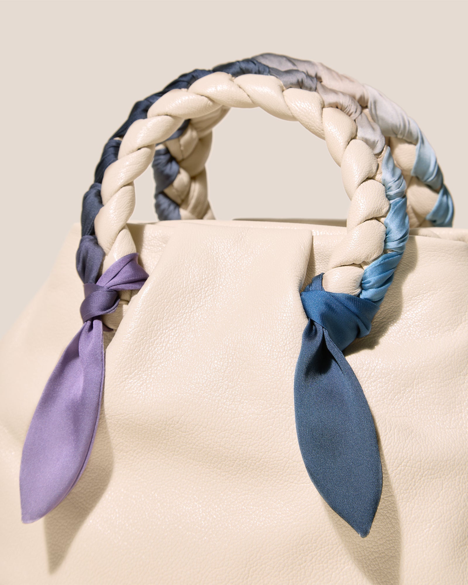 BOMBON M FOULARD - Medium Plaited-handle Leather Handbag | Hereu for sale