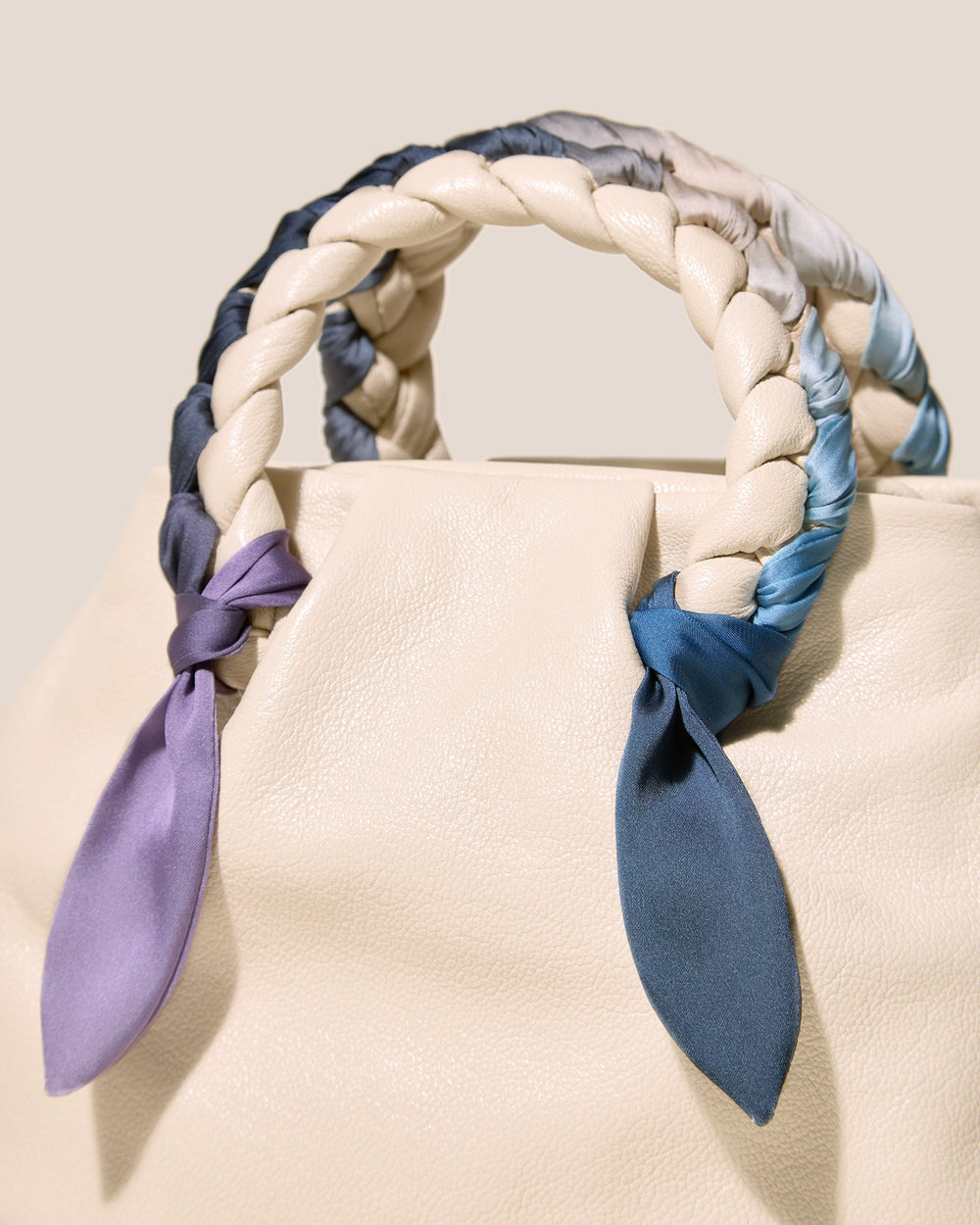 BOMBON M FOULARD - Medium Plaited-handle Leather Handbag | Hereu for sale