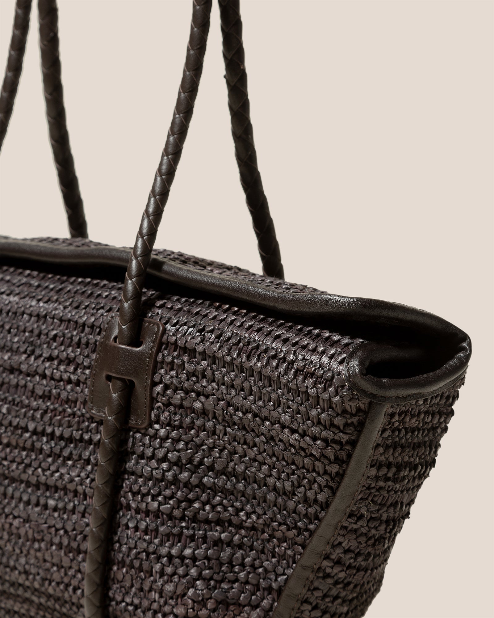 FORNA RAFFIA - Leather Framed Shoulder Bag | Hereu outlet