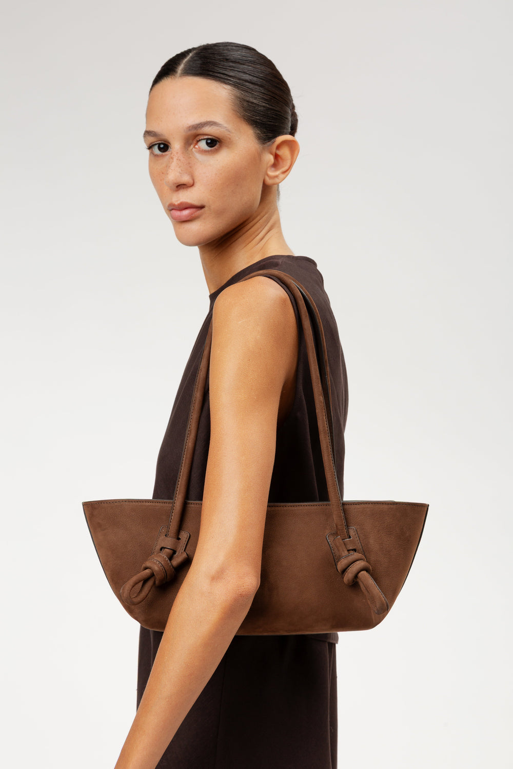 FLECA NUBUCK - Knotted-handle Shoulder Bag | Hereu on sale