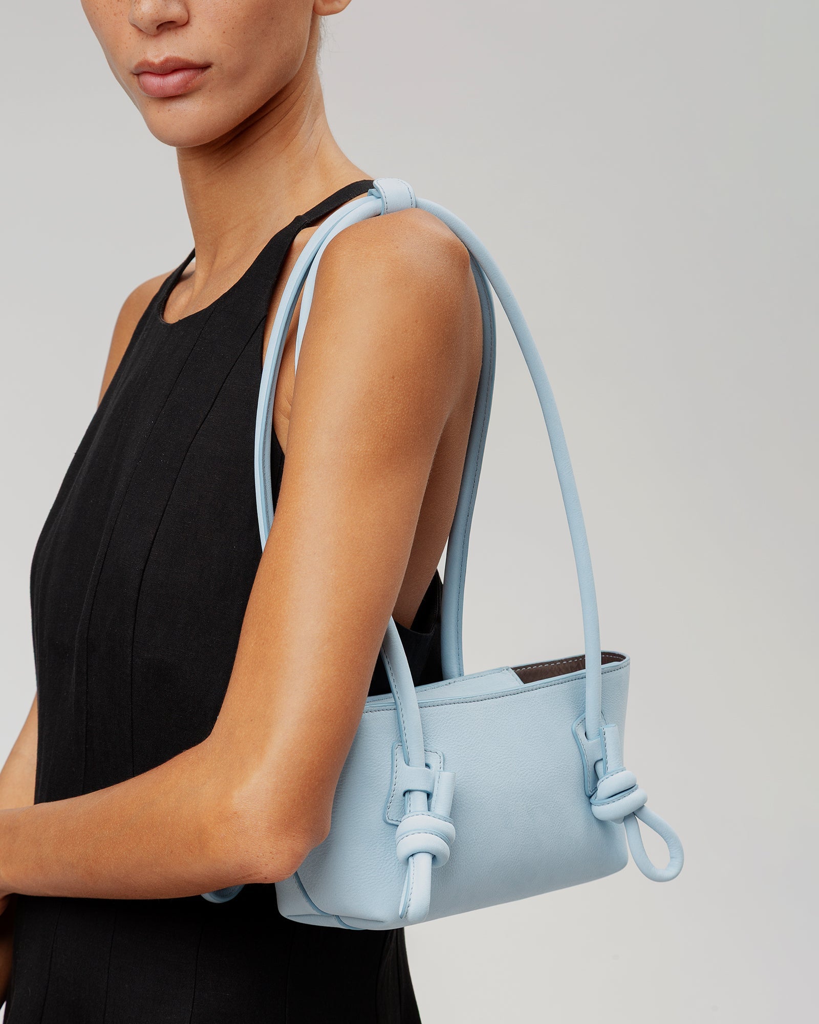 FLECA MINI SHOULDER NUBUCK - Knotted-handle Shoulder Bag | Hereu for sale