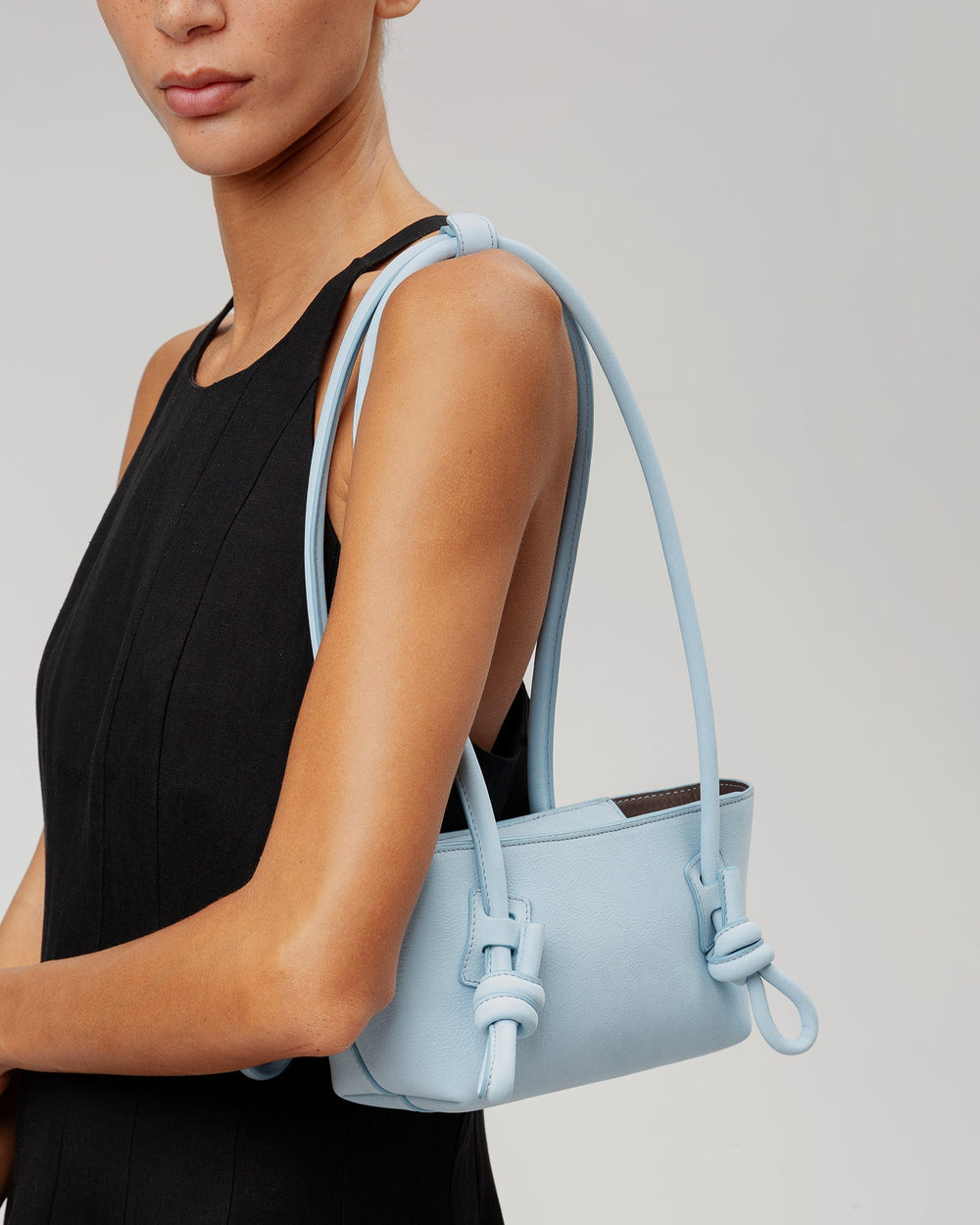 FLECA MINI SHOULDER NUBUCK - Knotted-handle Shoulder Bag | Hereu for sale